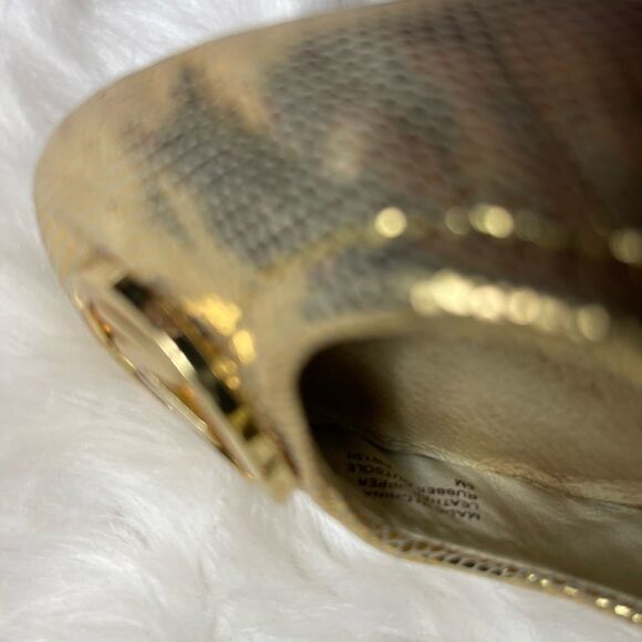 Michael Kors leather Gold python embossed flats ballerina logo embellish… - Picture 8 of 9
